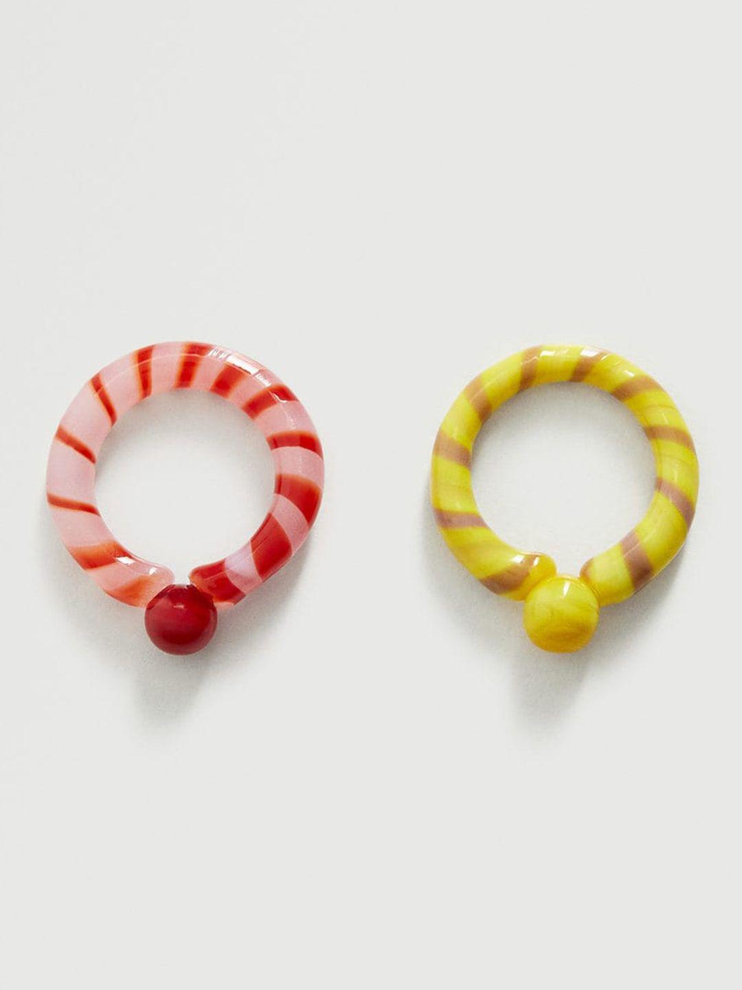 mango set of 2 striped finger rings