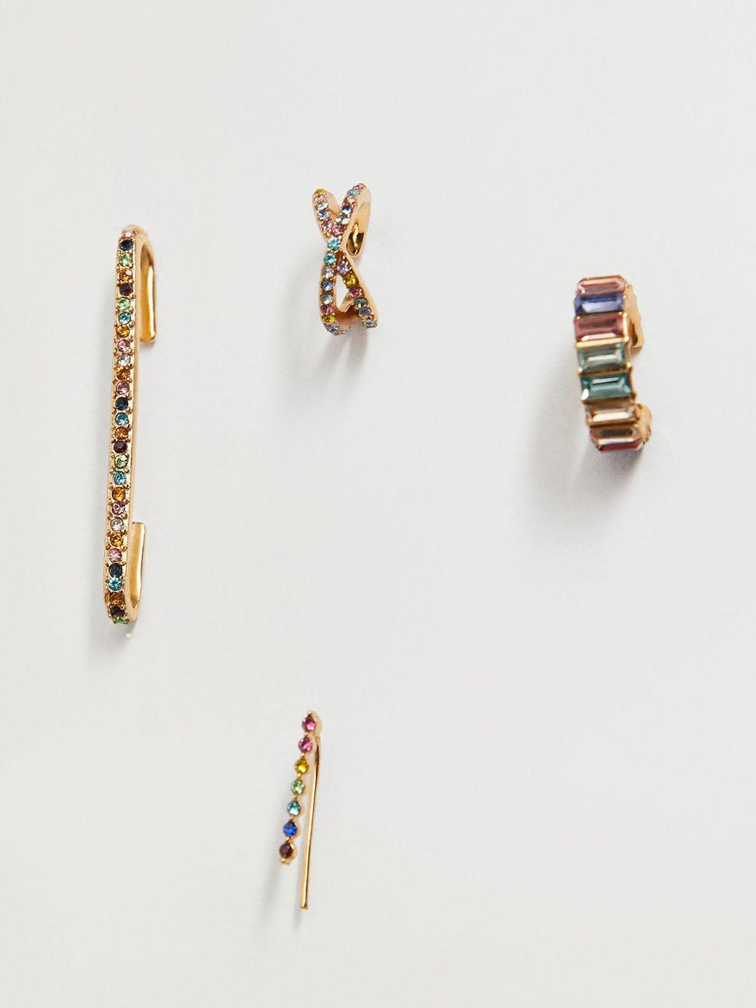 mango set of 4- multicoloured stone studded earrings