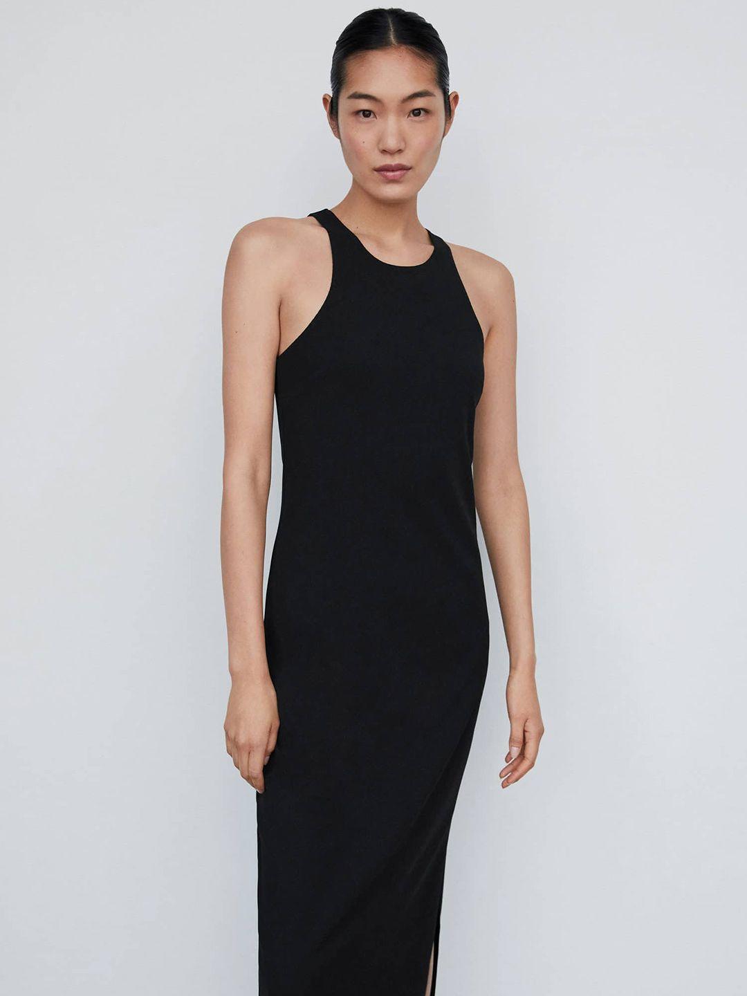 mango sheath midi dress with slit