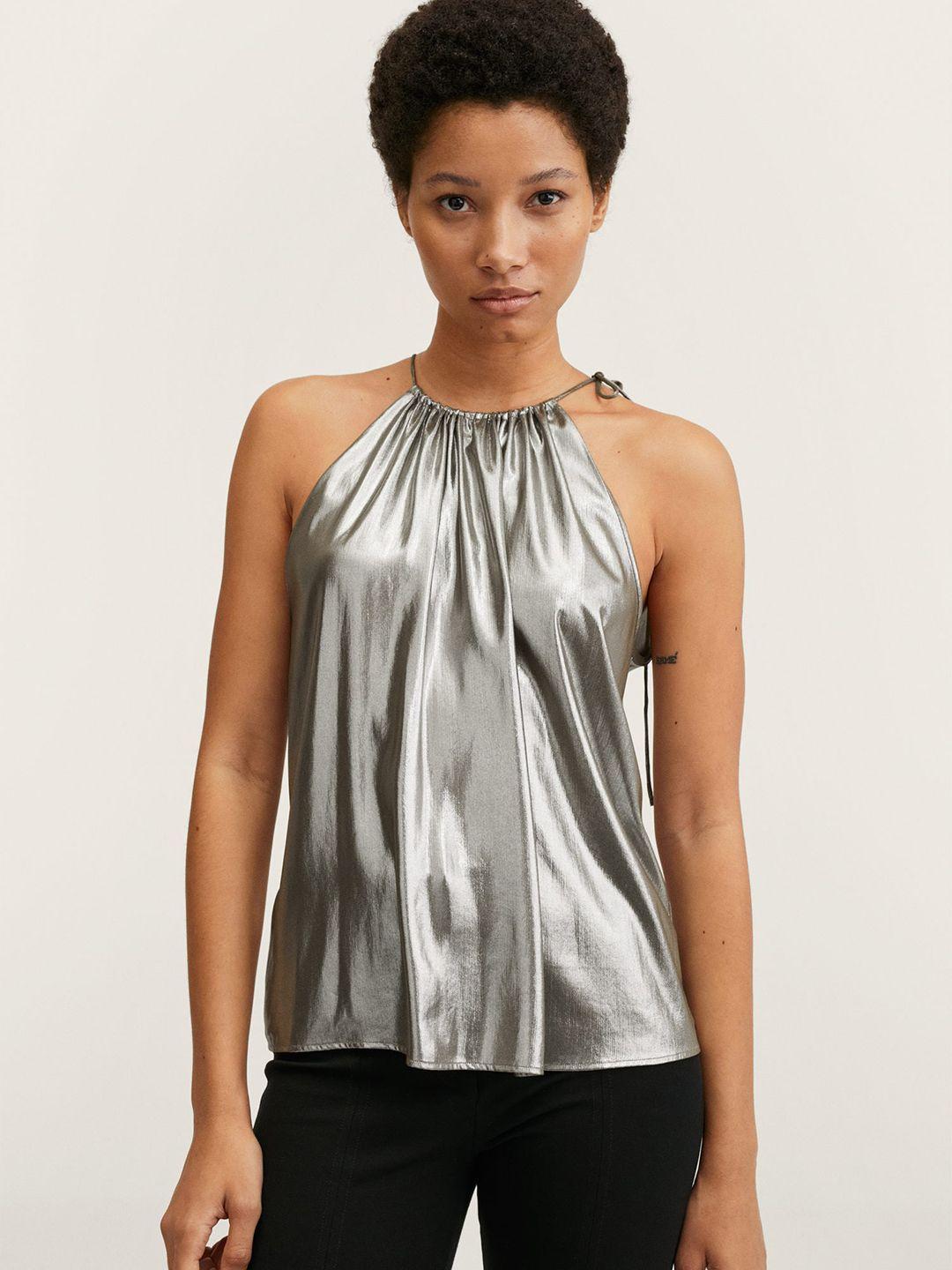 mango silver halter neck top