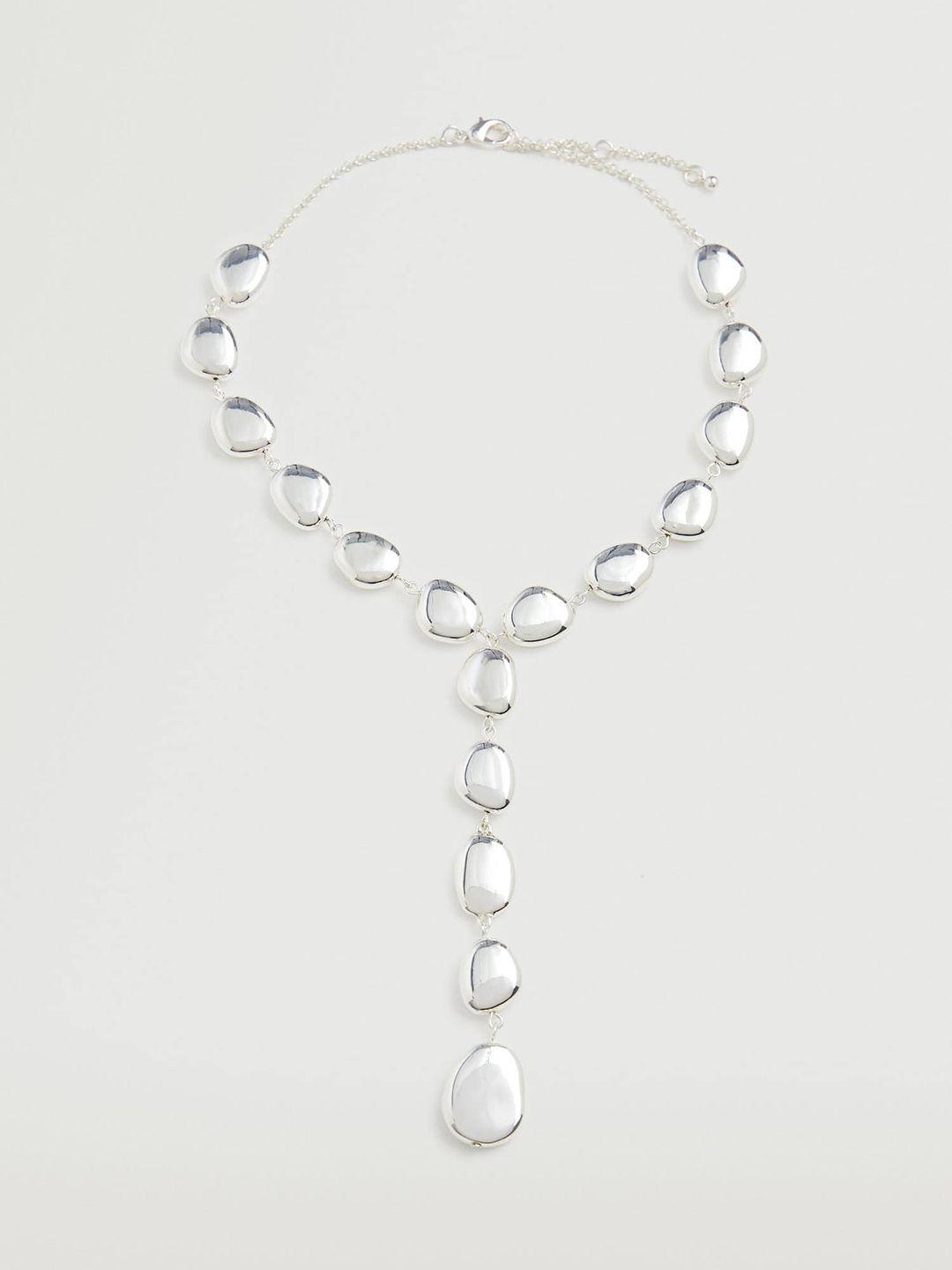 mango silver-toned beaded necklace