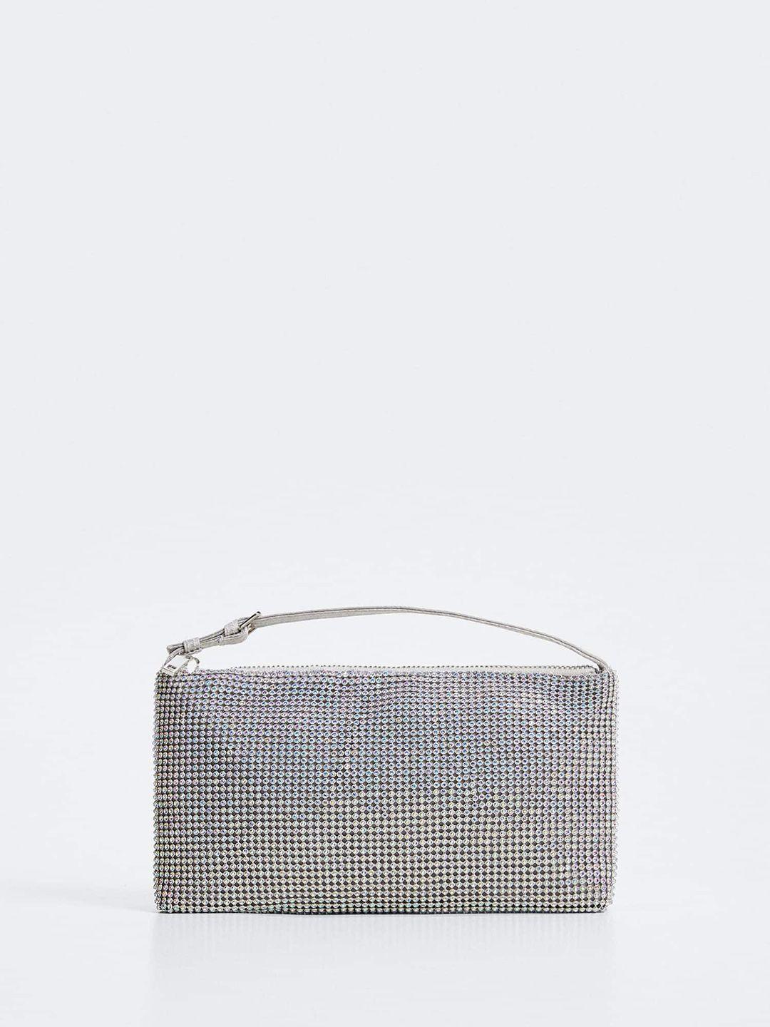 mango silver-toned embellished purse