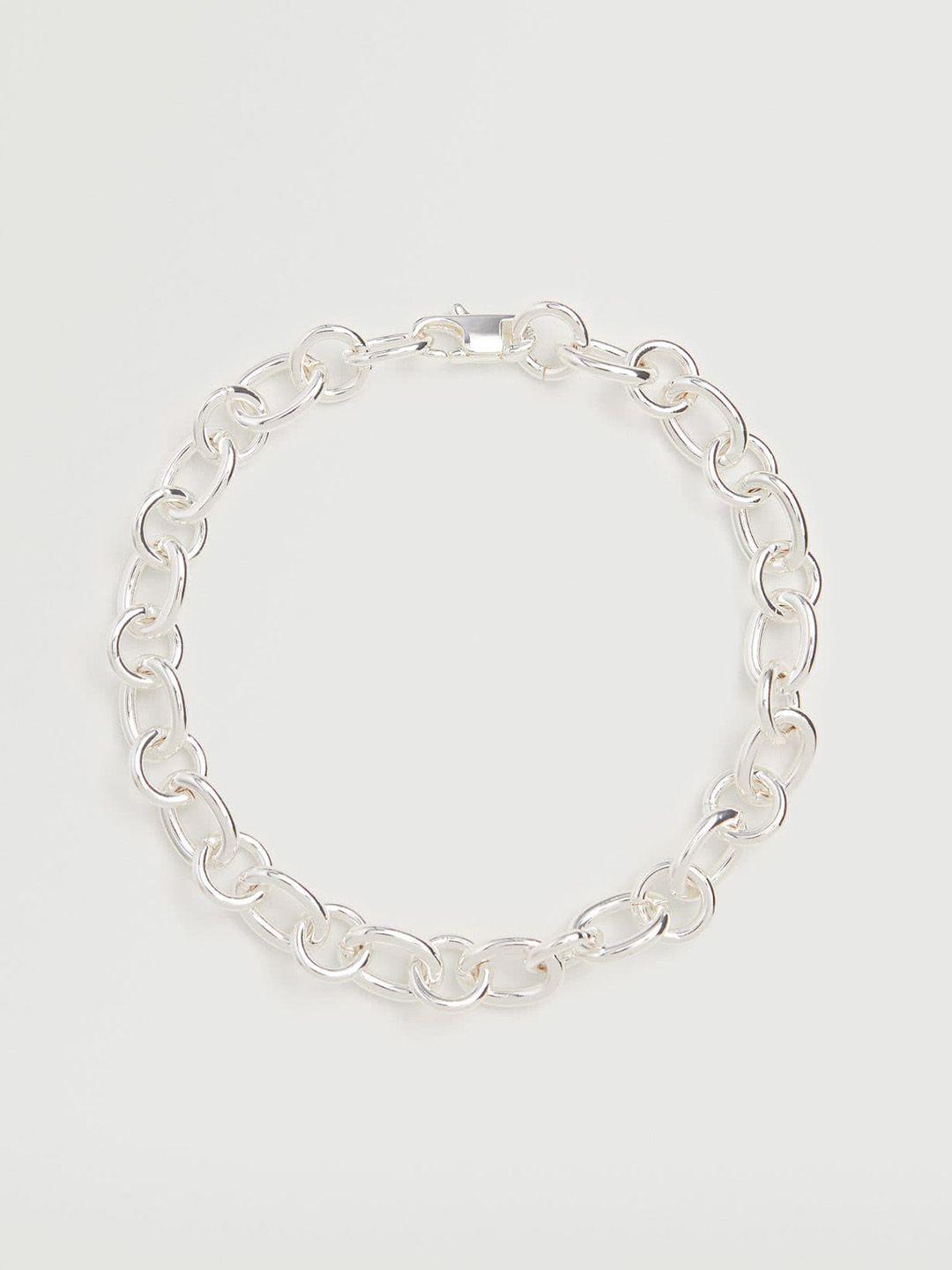 mango silver-toned interlinked choker necklace