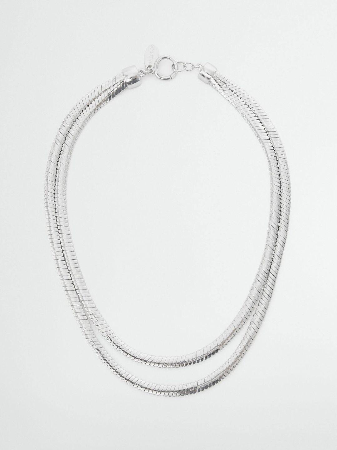 mango silver-toned layered necklace