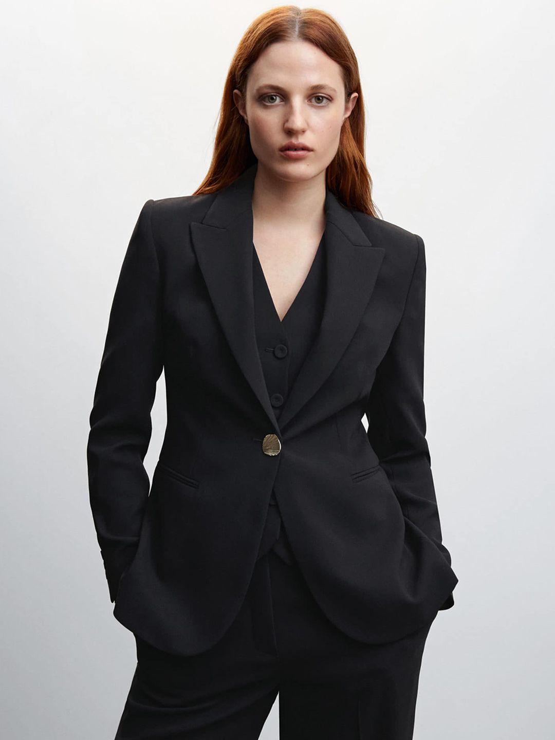 mango single-breasted button suit blazer