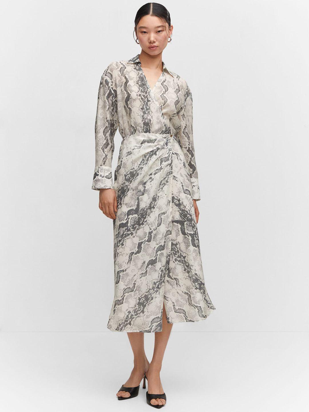 mango snake printed shirt midi dress