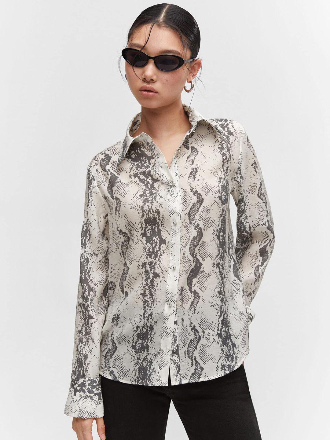 mango snake skin printed casual shirt
