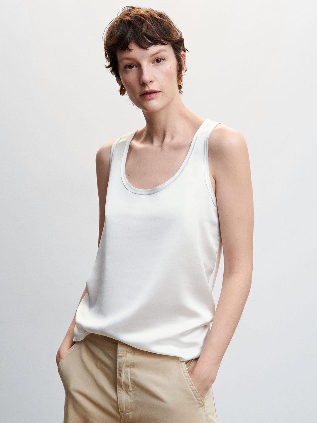 mango solid round neck top