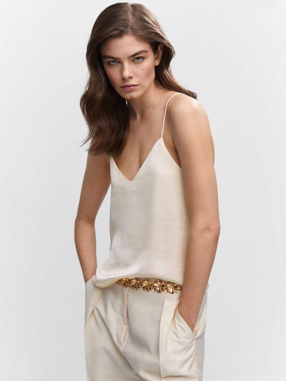 mango solid satin finish camisole top