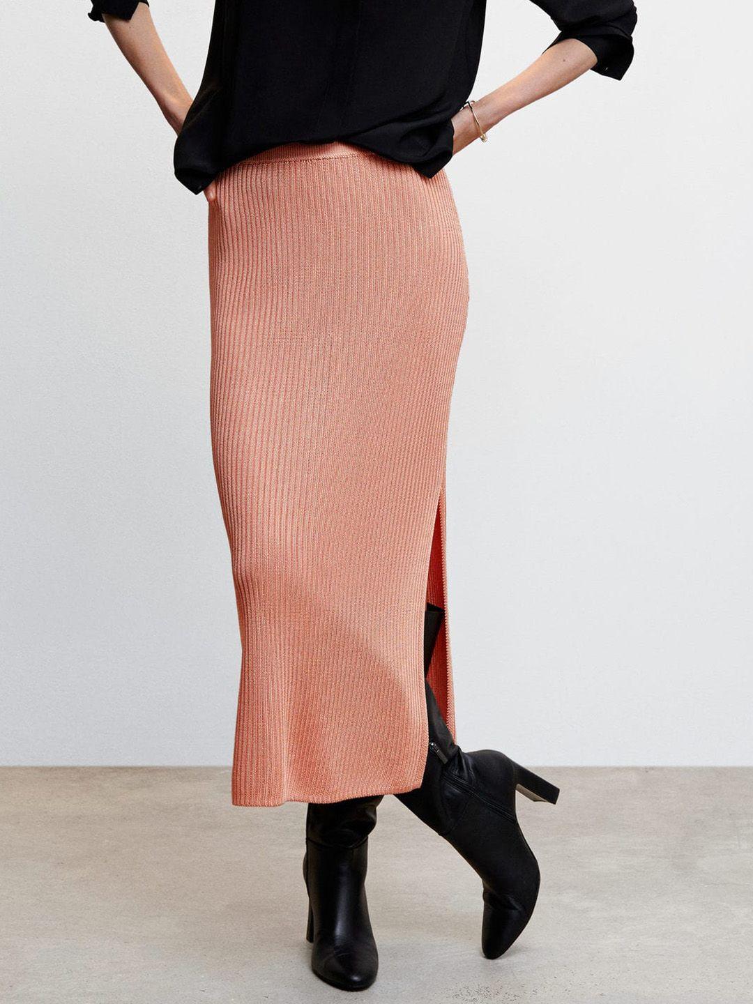 mango solid slit sustainable straight midi skirt