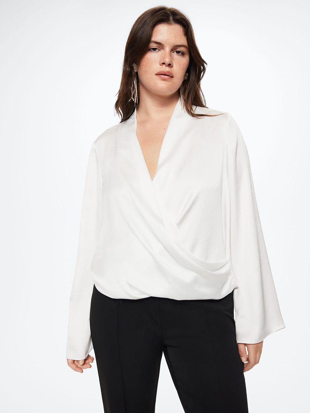 mango solid sustainable satin wrap top