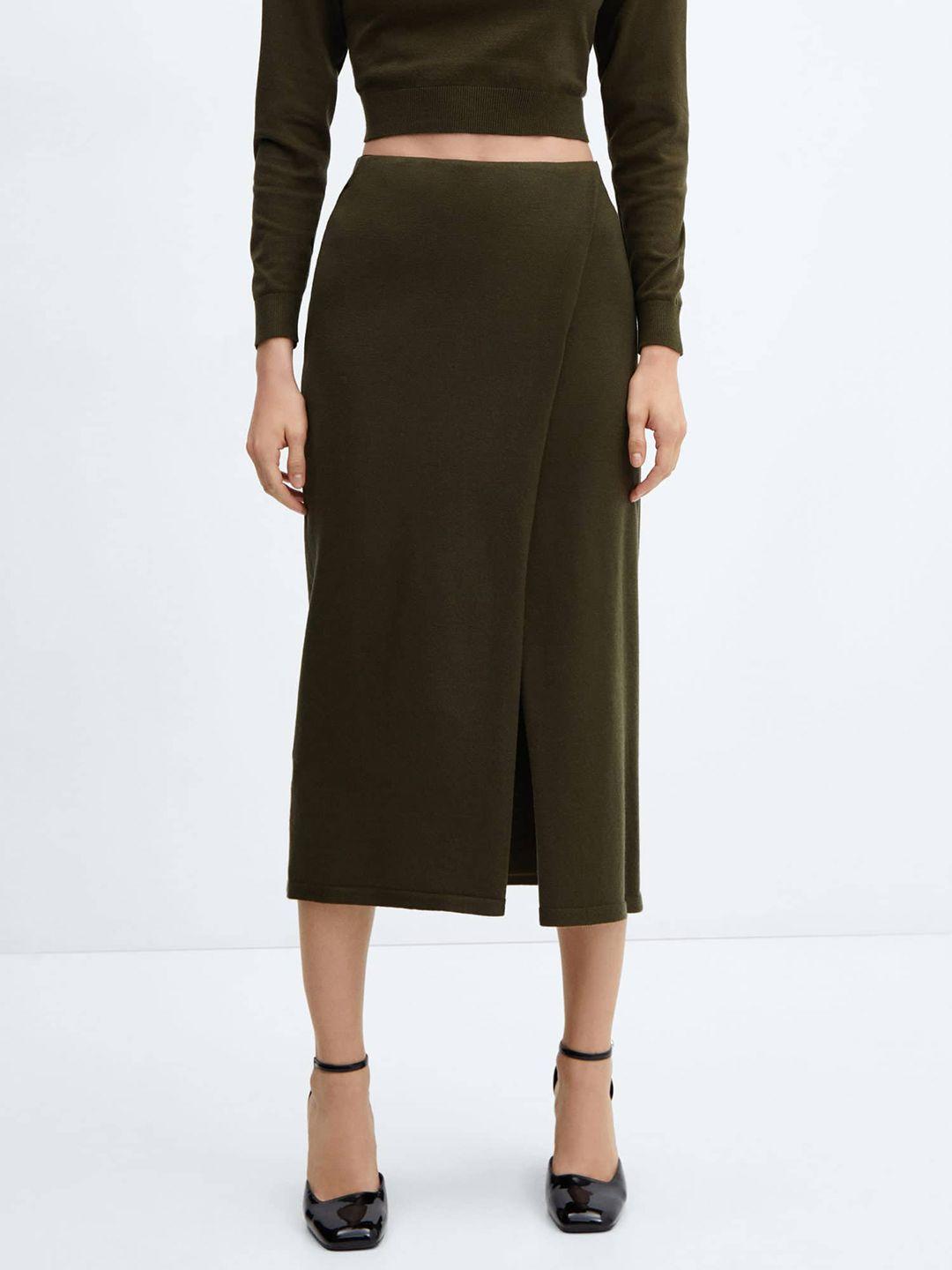 mango solid wrap midi skirt