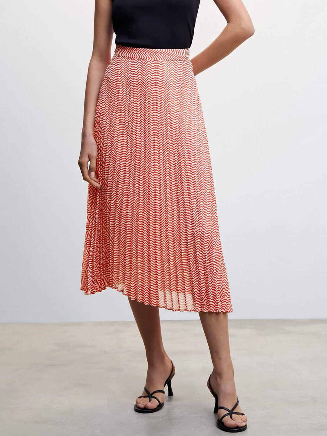 mango striped accordion pleated sustainable a-line midi skirt