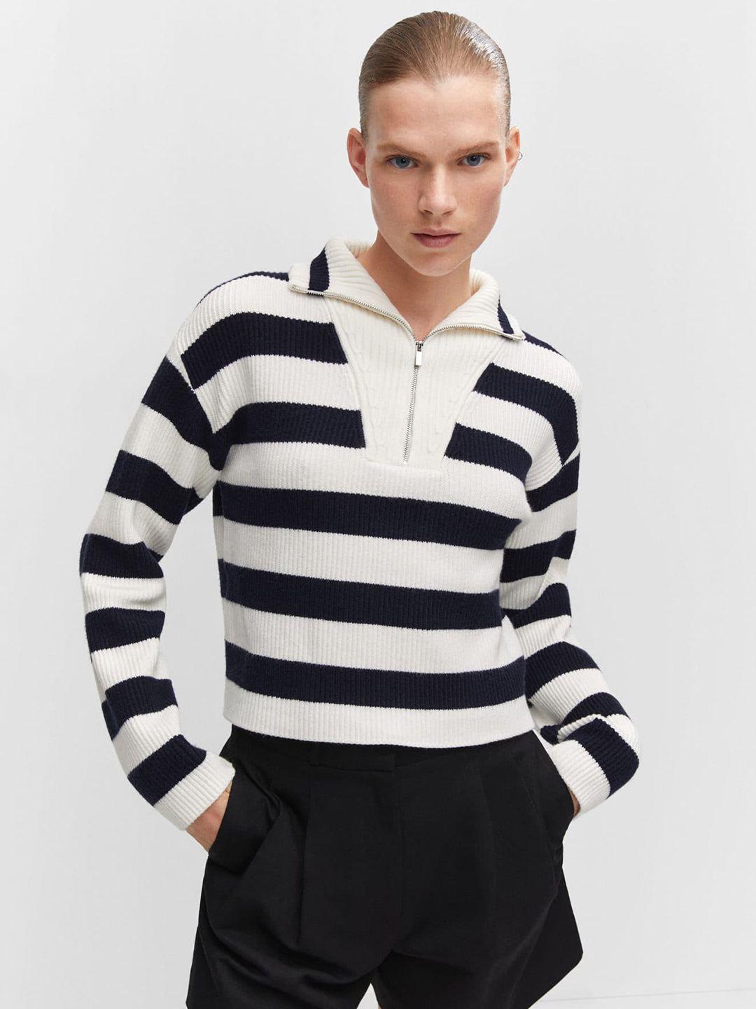 mango striped half zipper pullover