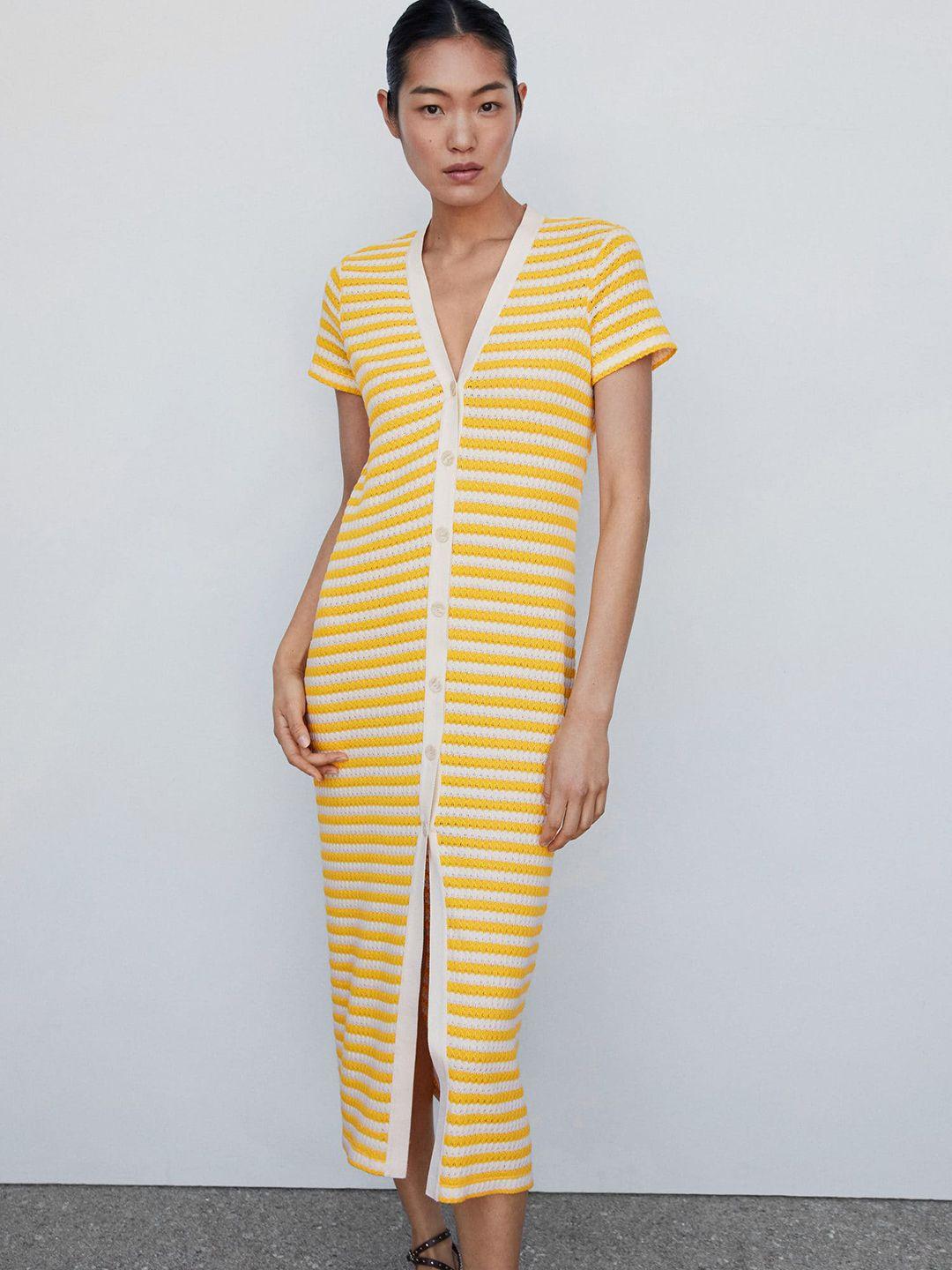 mango striped knitted t-shirt midi dress