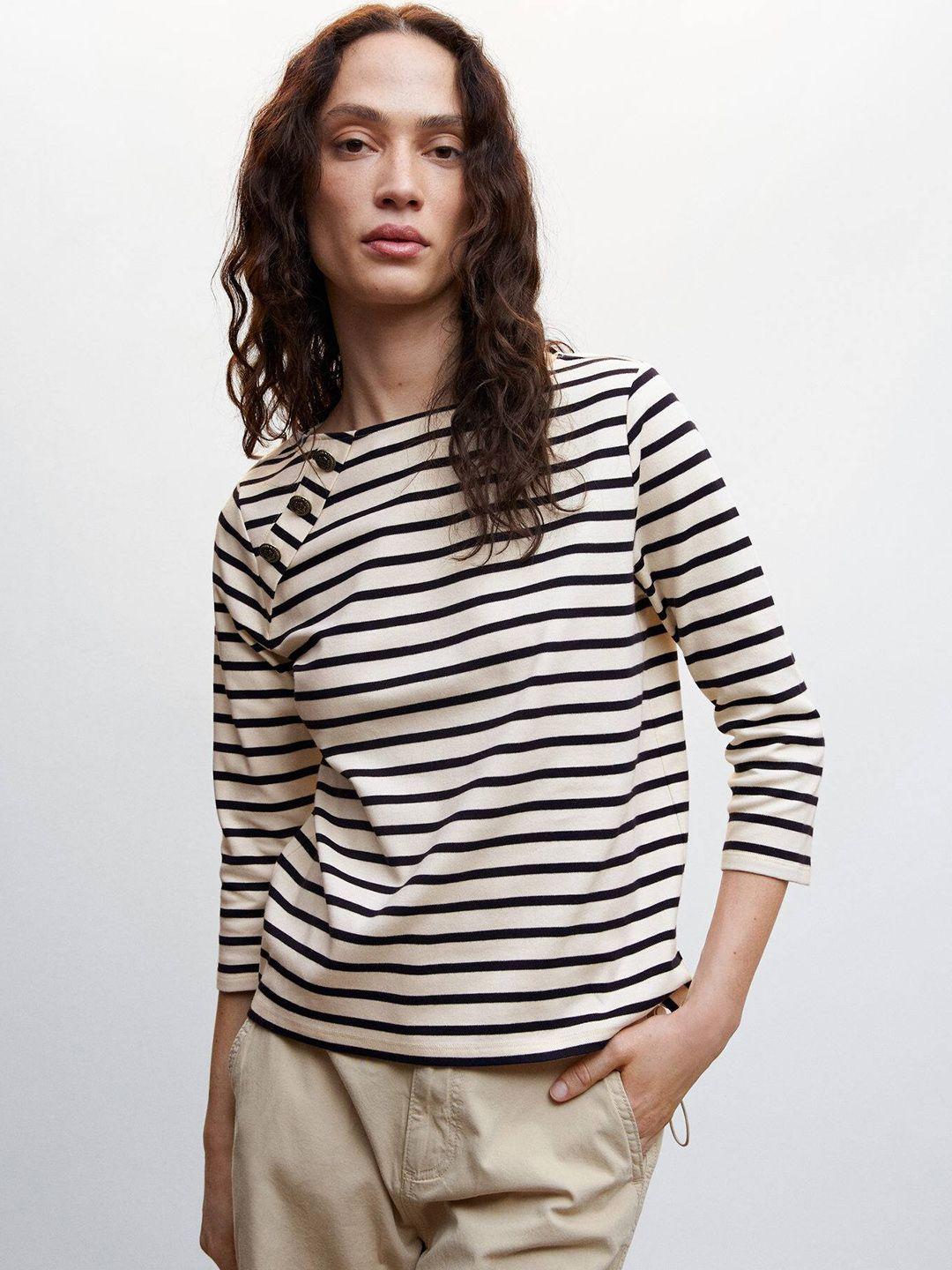 mango striped monochrome pure cotton t-shirt