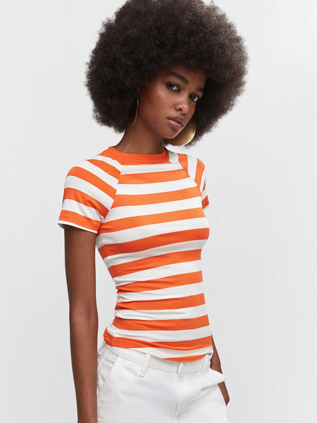 mango striped raglan sleeve t-shirt