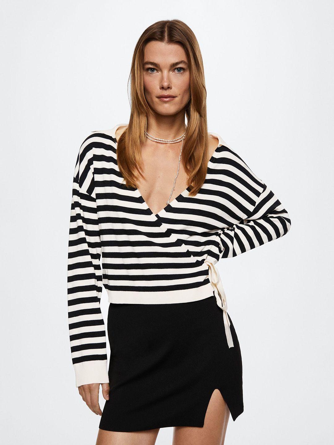mango striped sustainable wrap top
