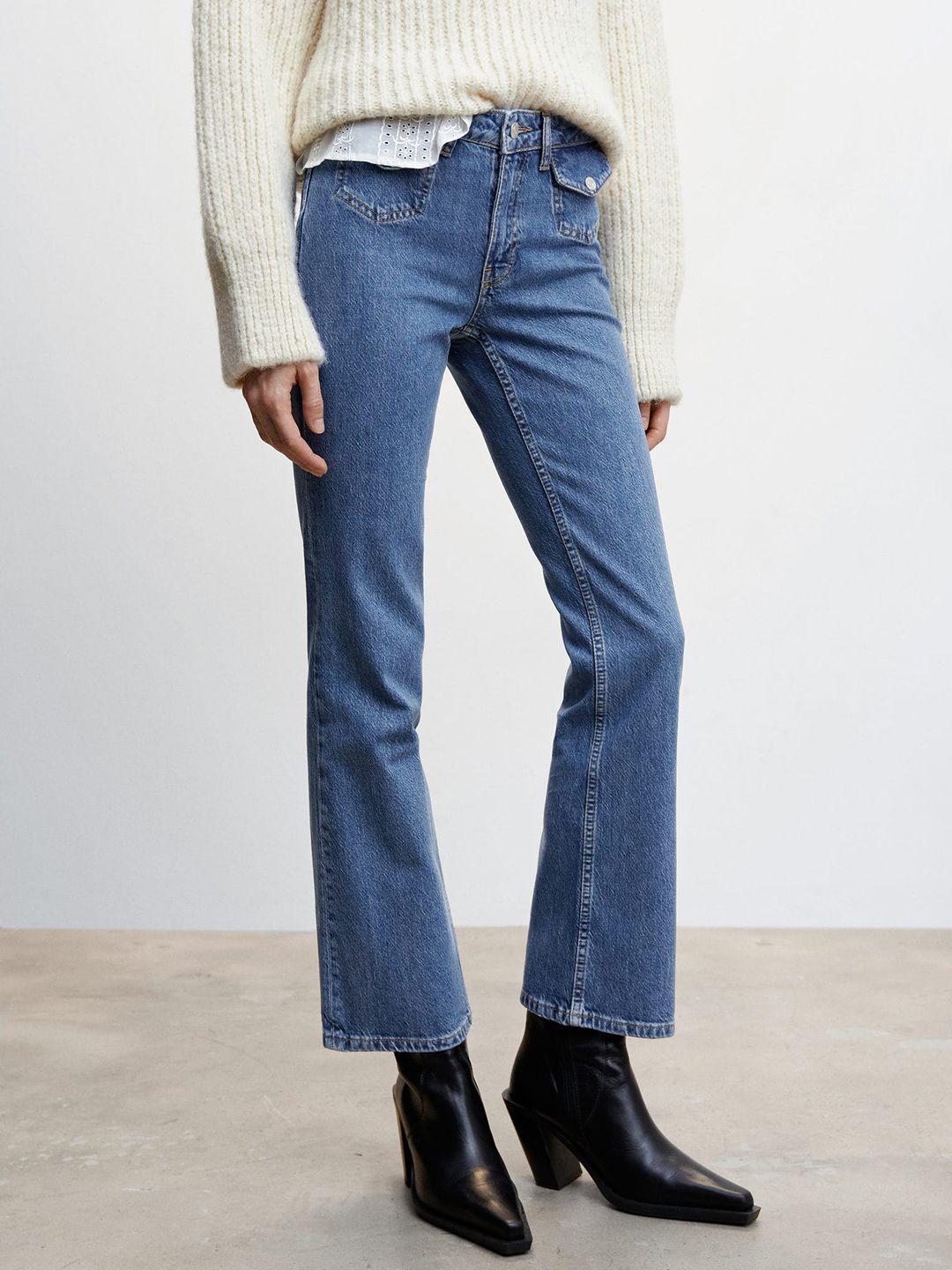 mango sustainable bootcut low-rise stretchable cropped jeans