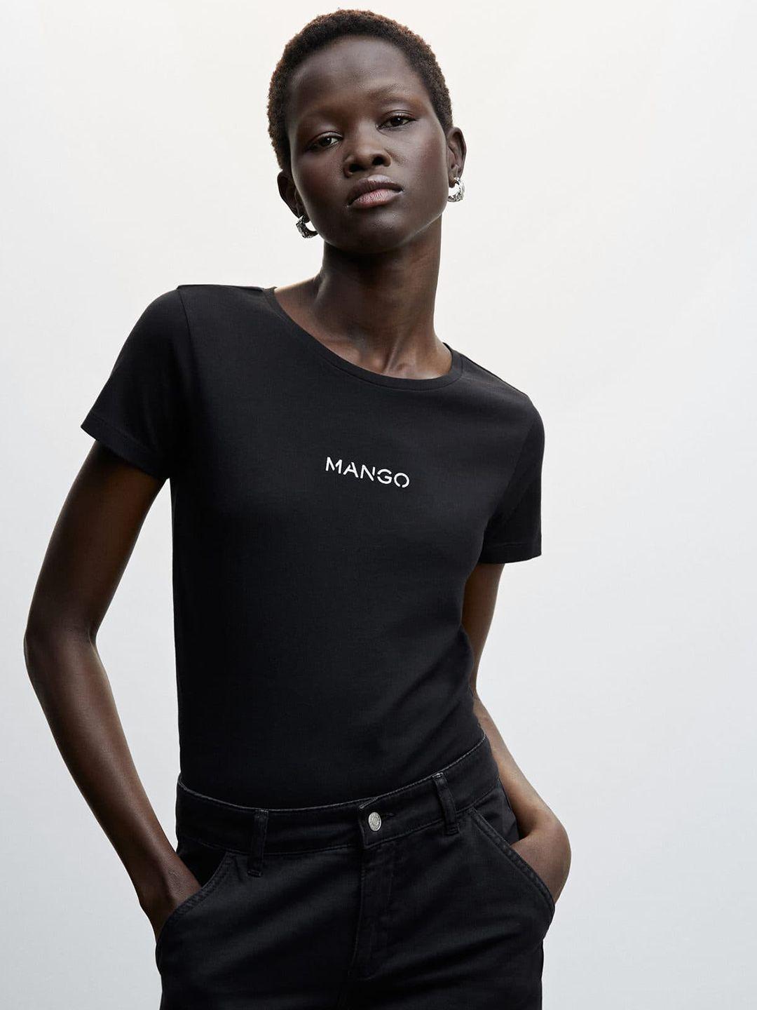 mango sustainable brand logo printed pure cotton t-shirt