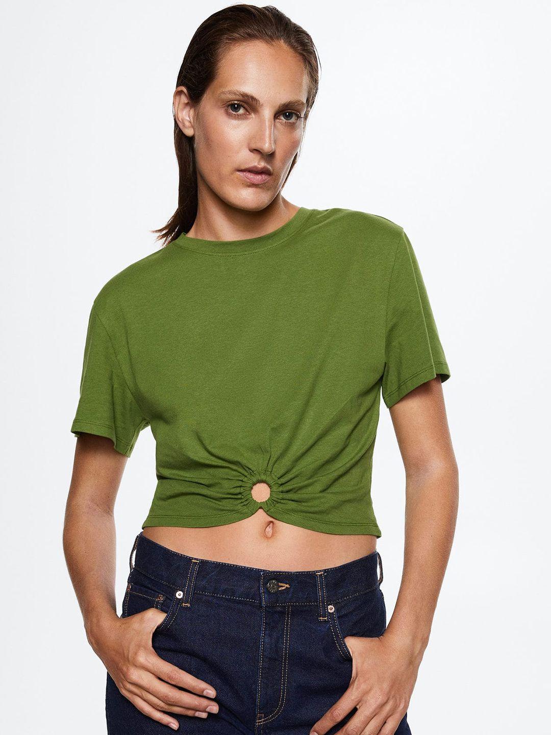 mango sustainable cotton round ring detail crop top