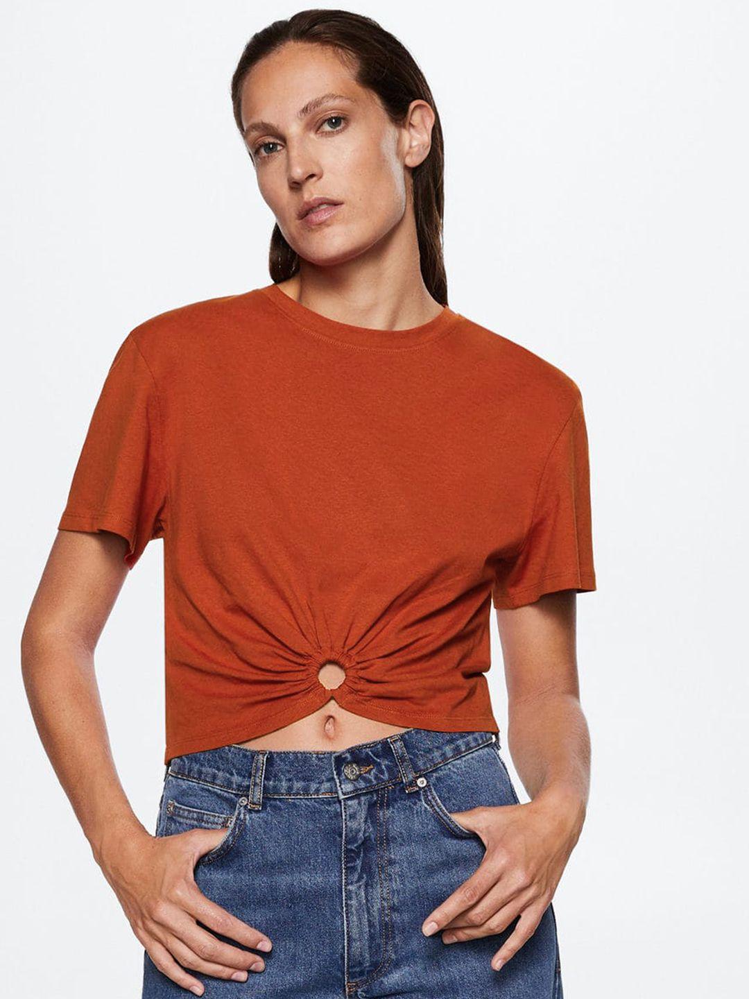 mango sustainable cotton round ring detail crop top