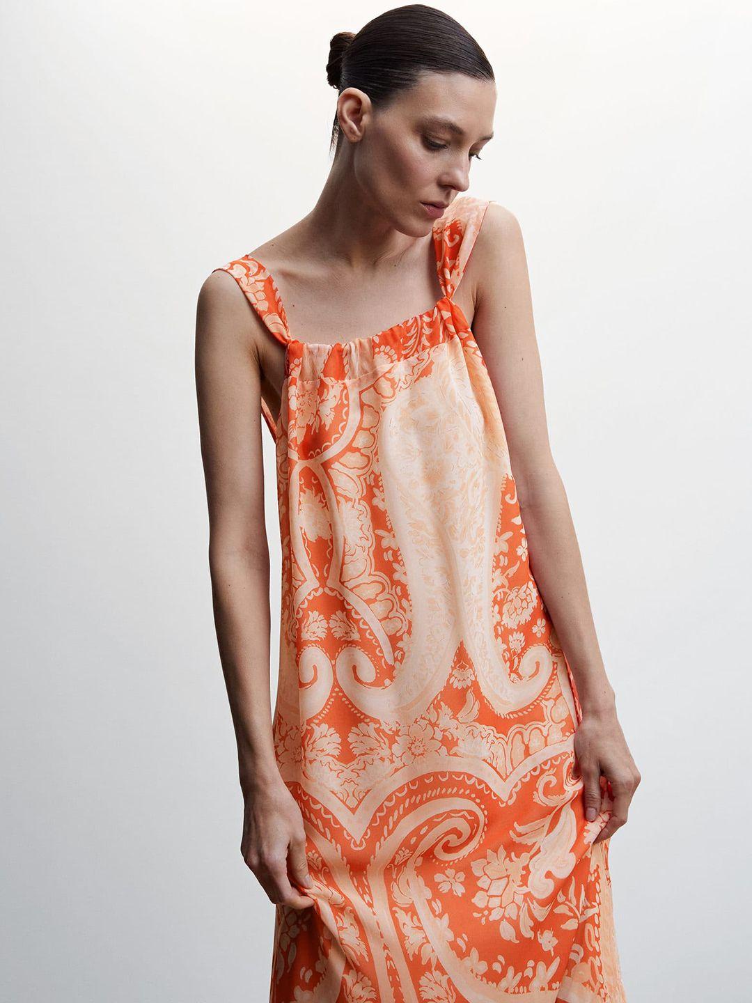 mango sustainable ethnic motifs printed maxi dress