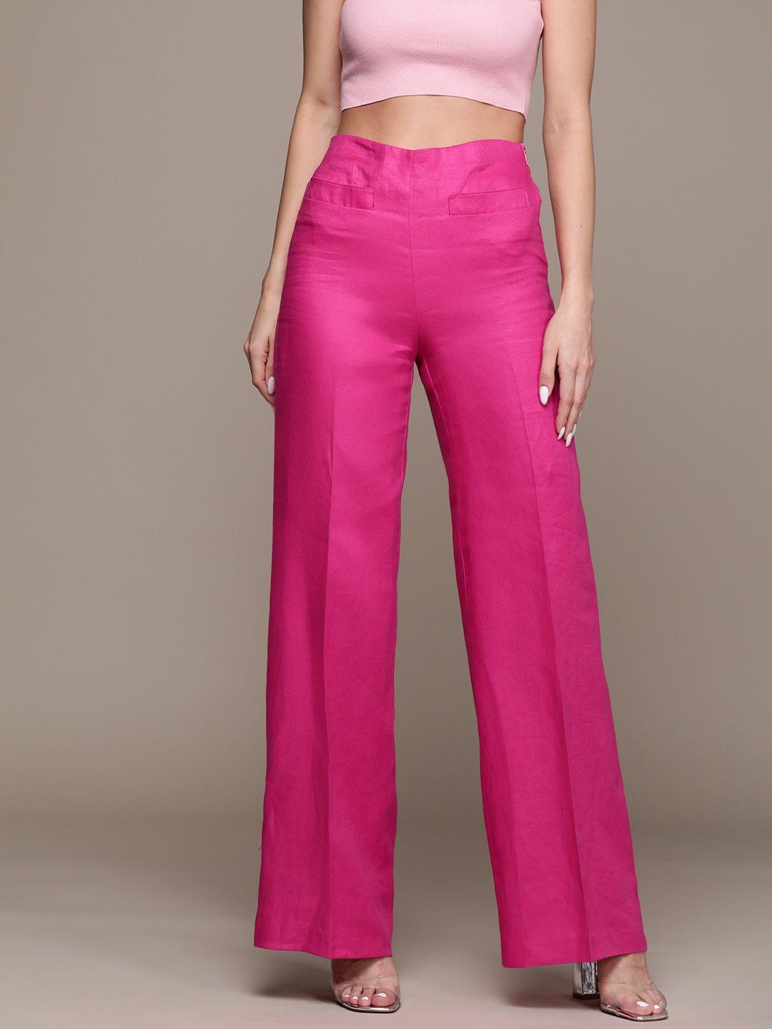 mango sustainable linen high-rise pleated trousers