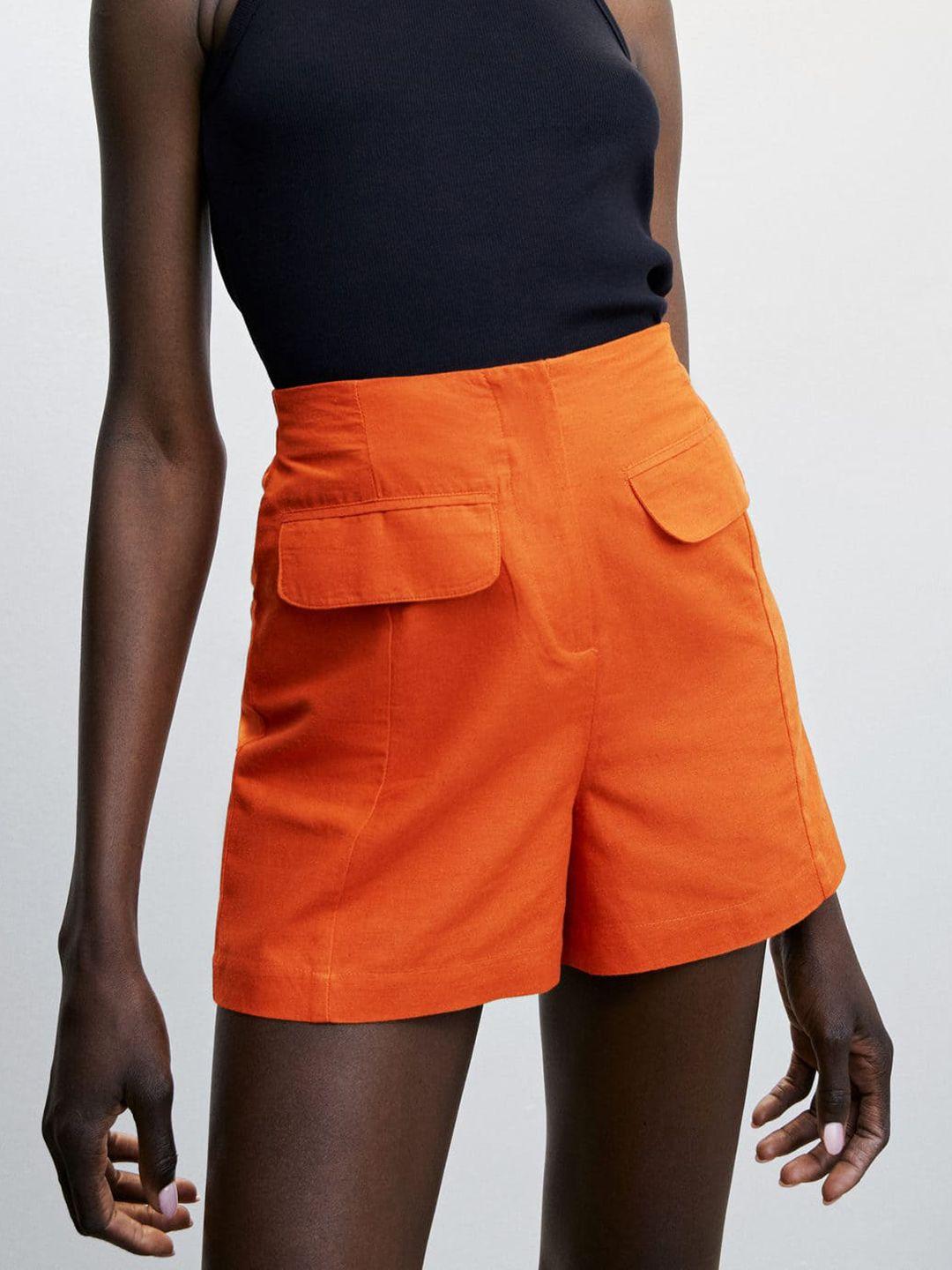 mango sustainable mid-rise regular shorts with pocket detailing