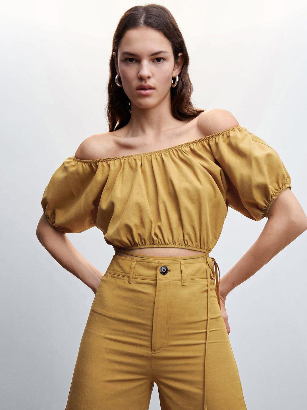 mango sustainable off-shoulder bardot crop top