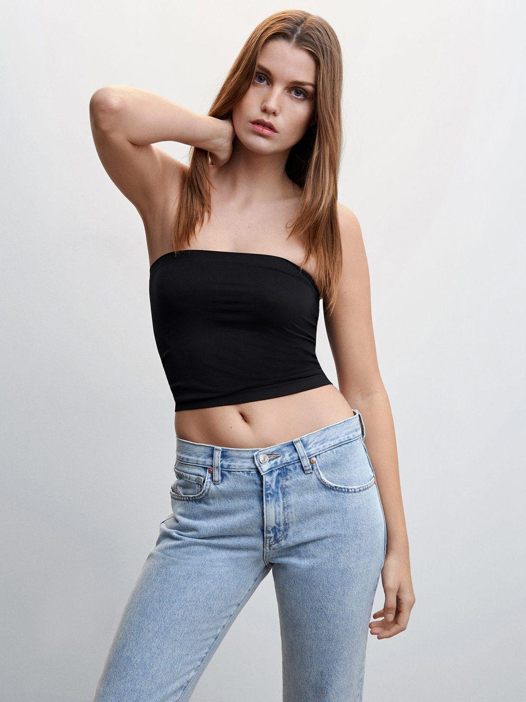 mango sustainable strapless tube crop top