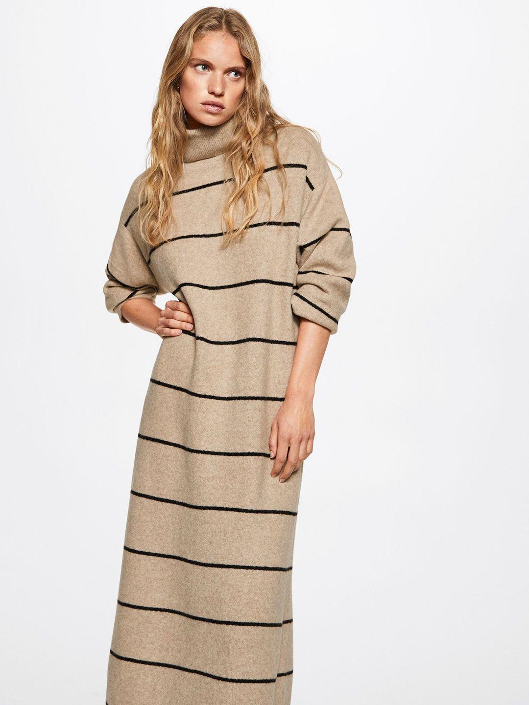 mango sustainable turtleneck striped oversized jumper maxi dress