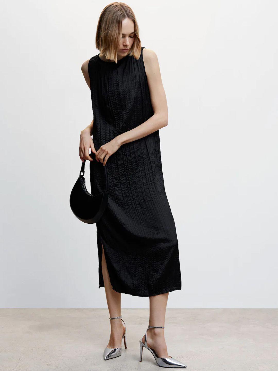 mango textured a-line midi dress