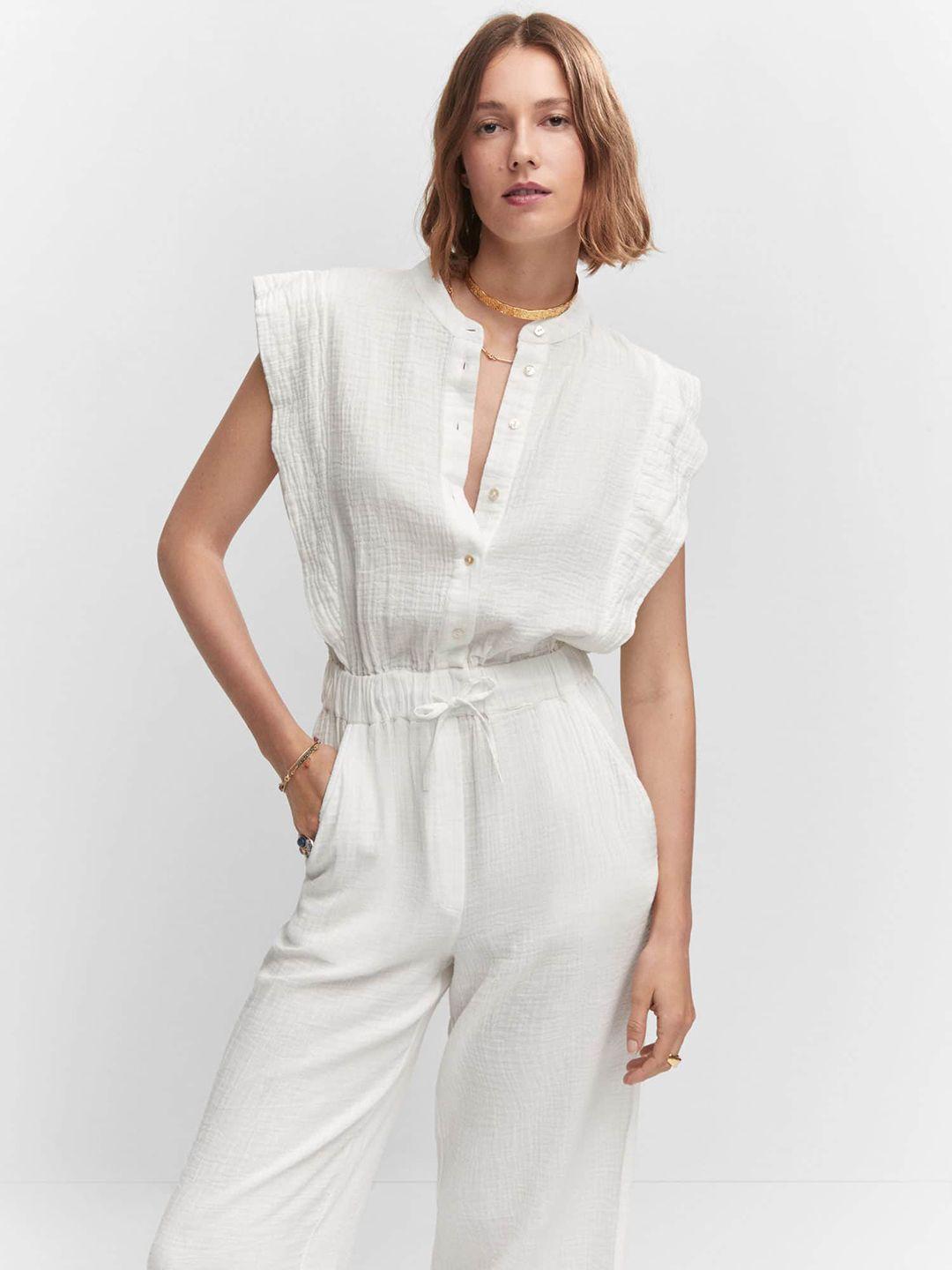 mango textured cotton basic jumpsuit