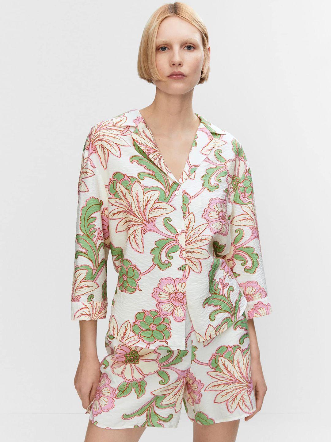 mango textured floral opaque printed casual shirt