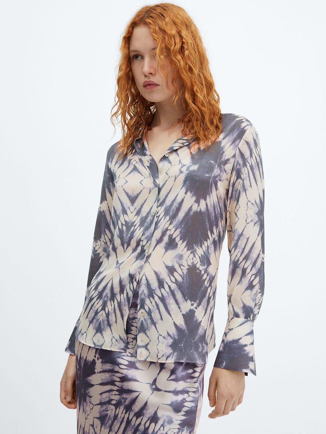 mango tie & dye satin-finish shirt