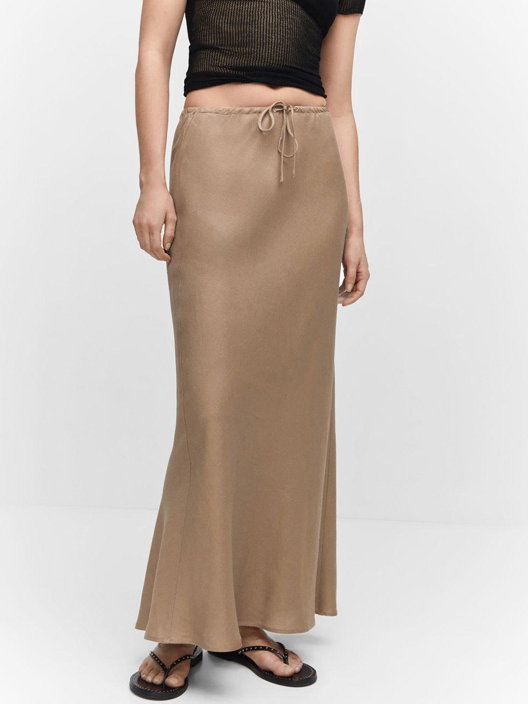 mango tie-up detail straight maxi skirt