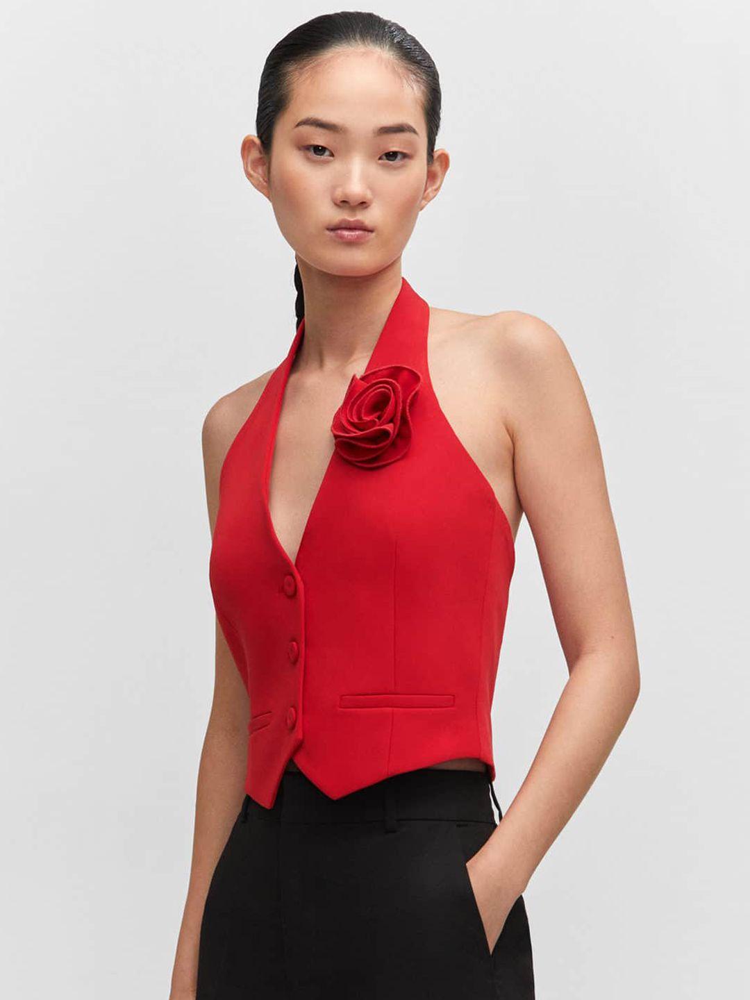 mango v-neck corsage detail waistcoat