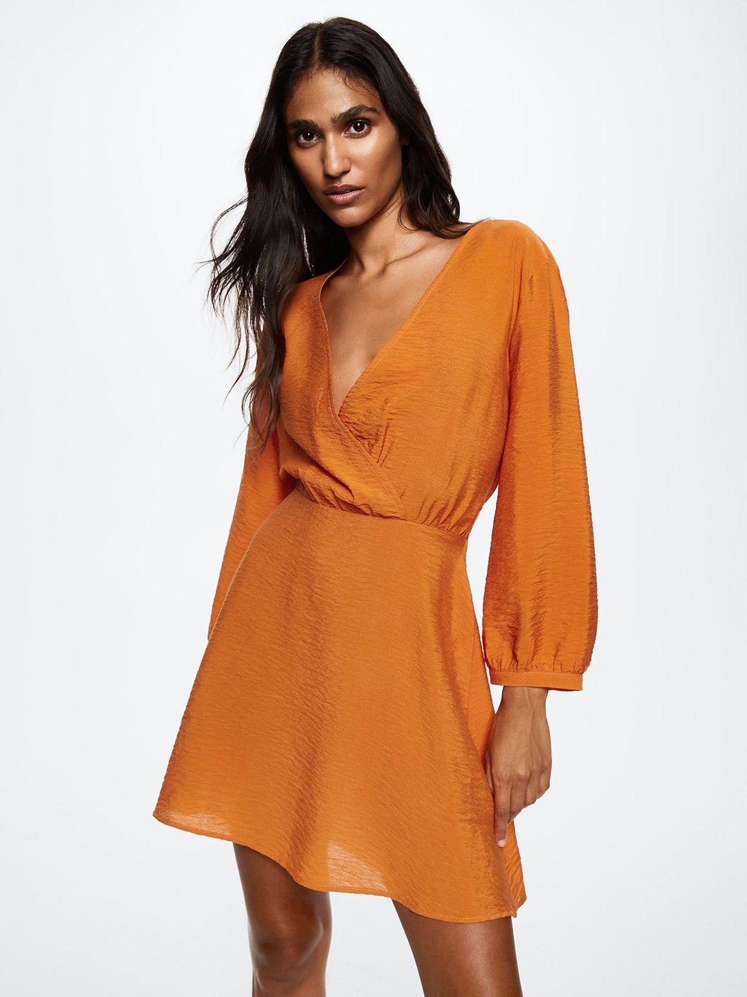 mango v-neck satin sustainable mini wrap dress