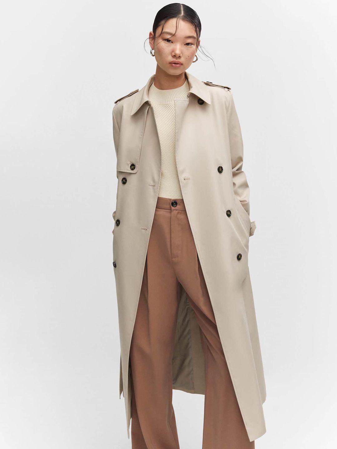 mango waterproof double-breasted trench coat