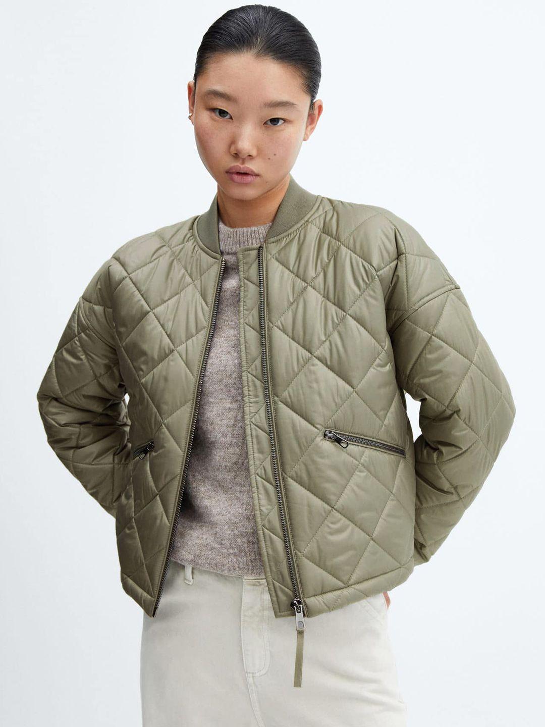 mango waterproof oversized quilted detail bomber jacket