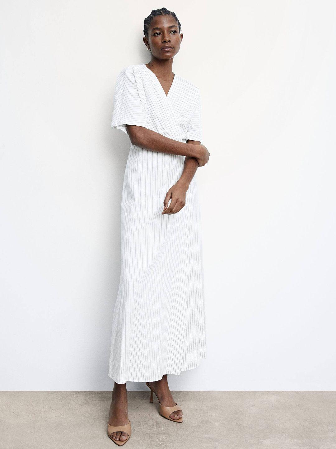 mango white flared sleeve maxi dress