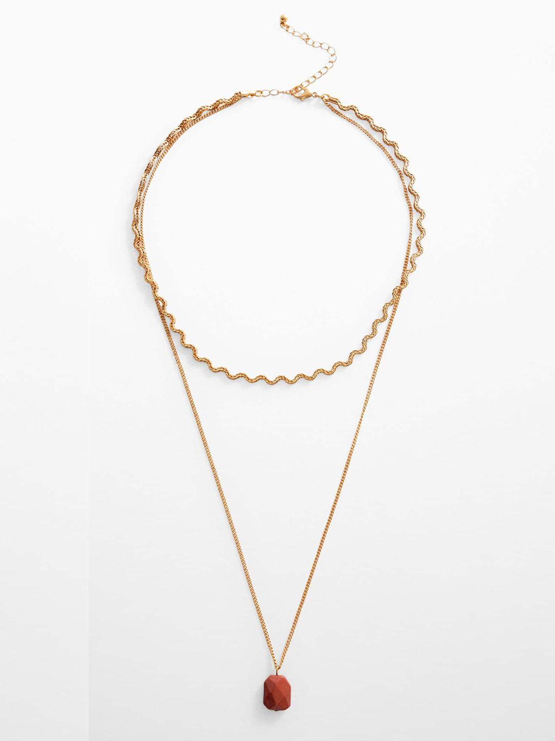 mango women artificial stone studded layered necklace