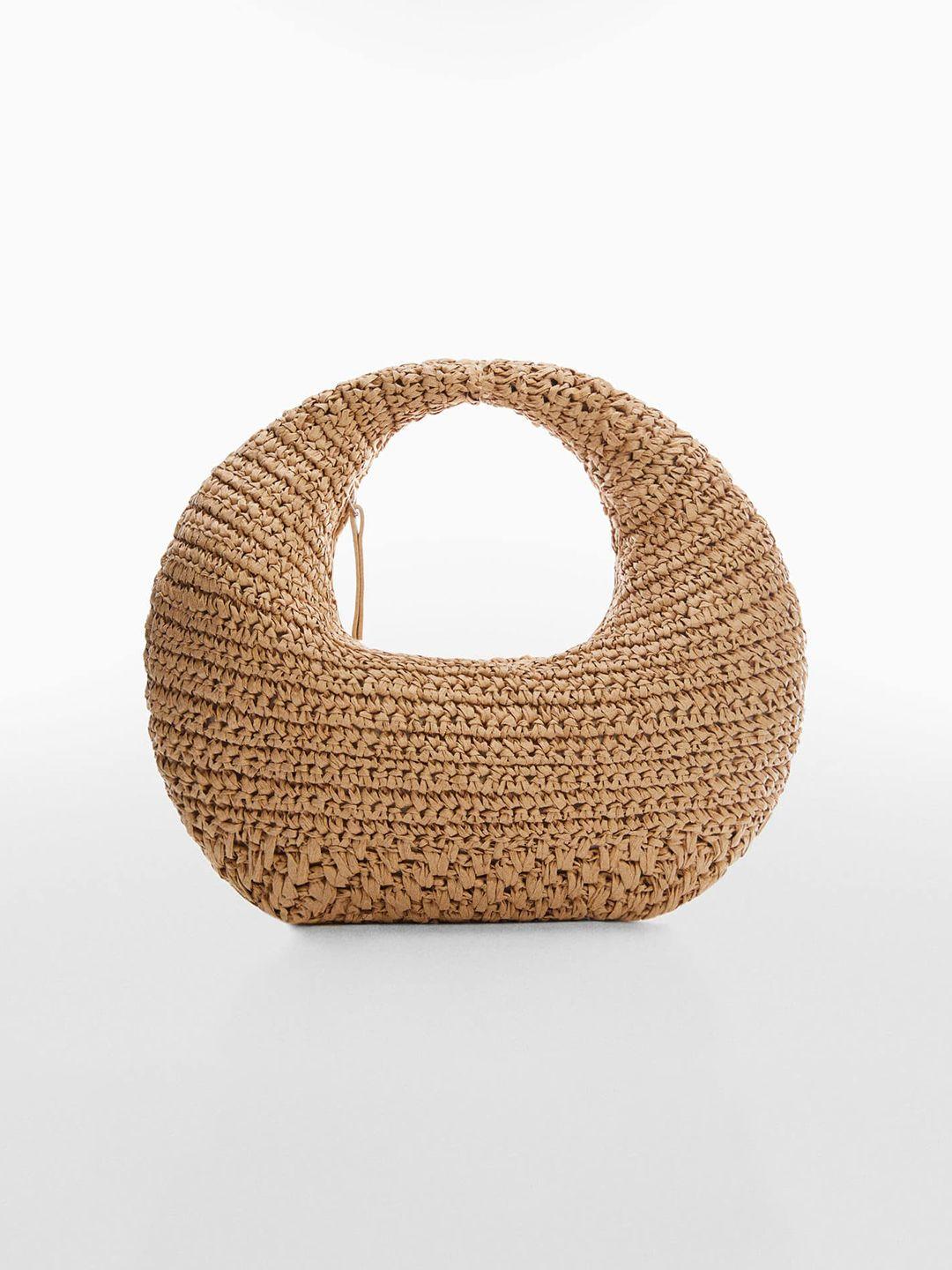 mango women basket weave round-shaped structured handheld bag