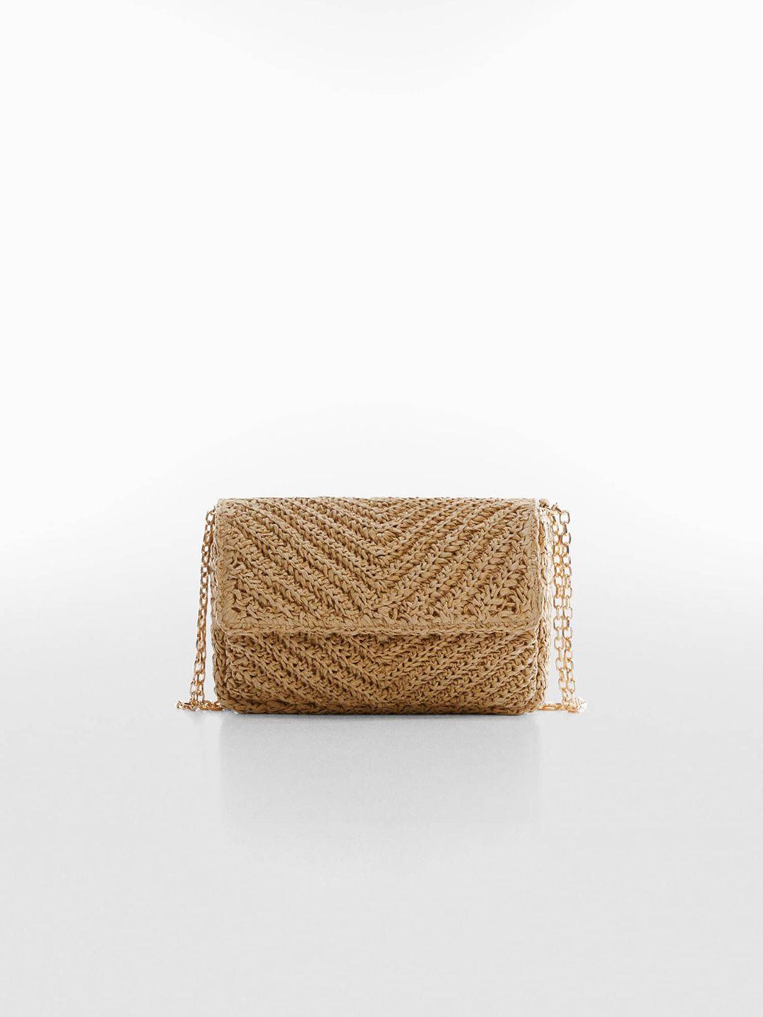mango women basket weave structured sling bag