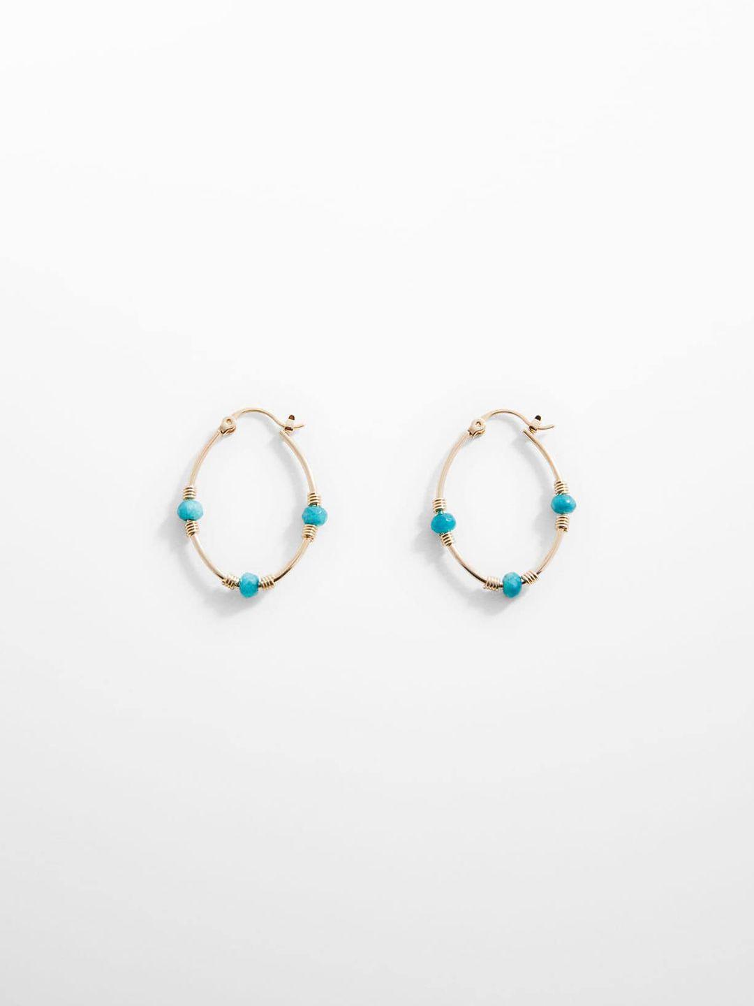 mango women beads studded oval-shaped hoop earrings