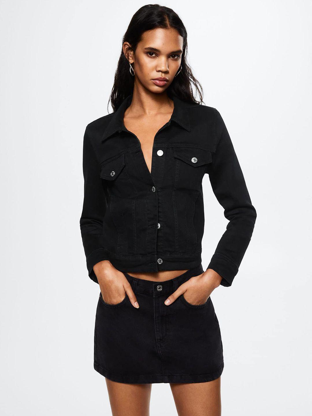 mango women black denim jacket