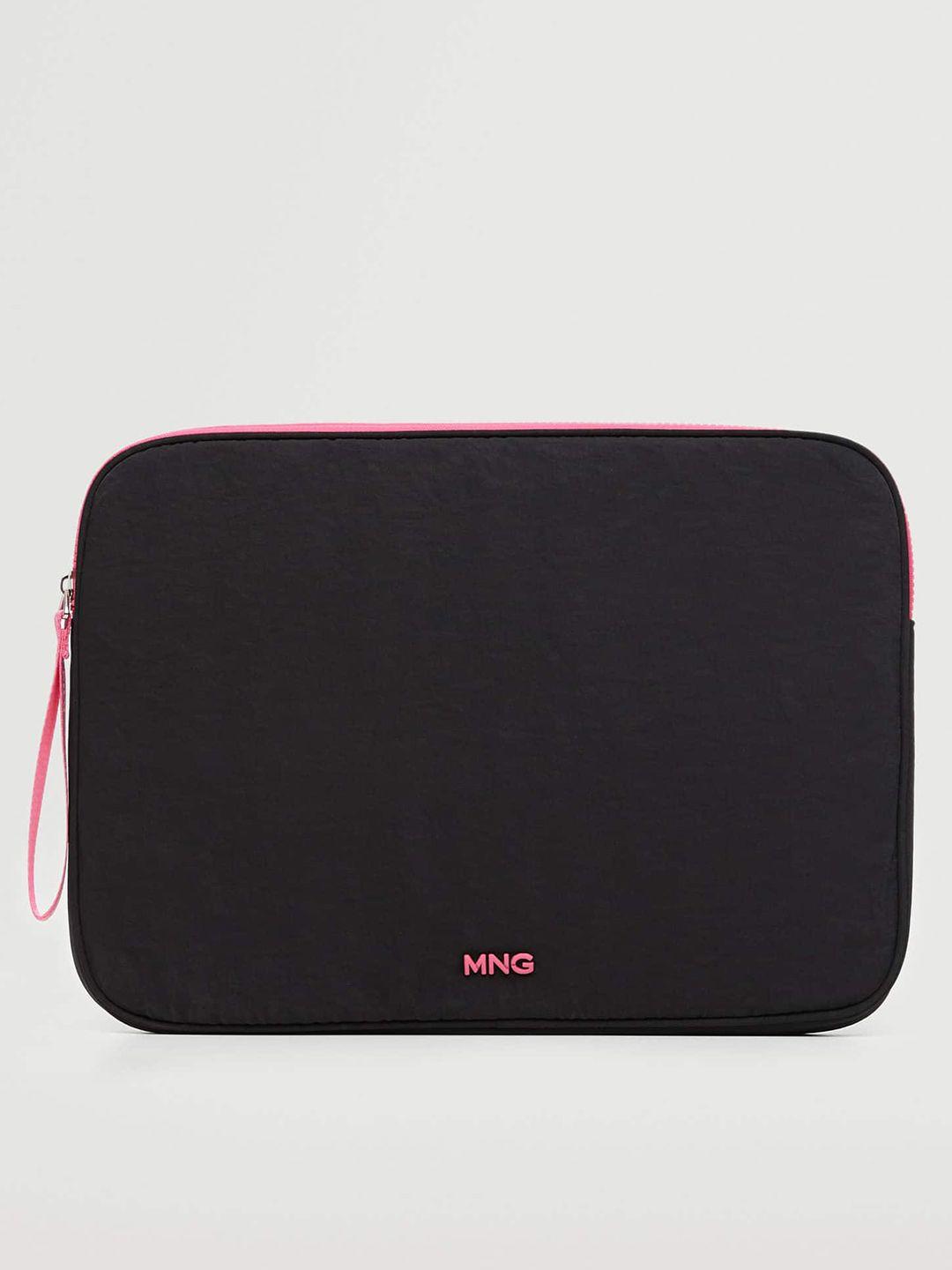 mango women black solid laptop sleeve