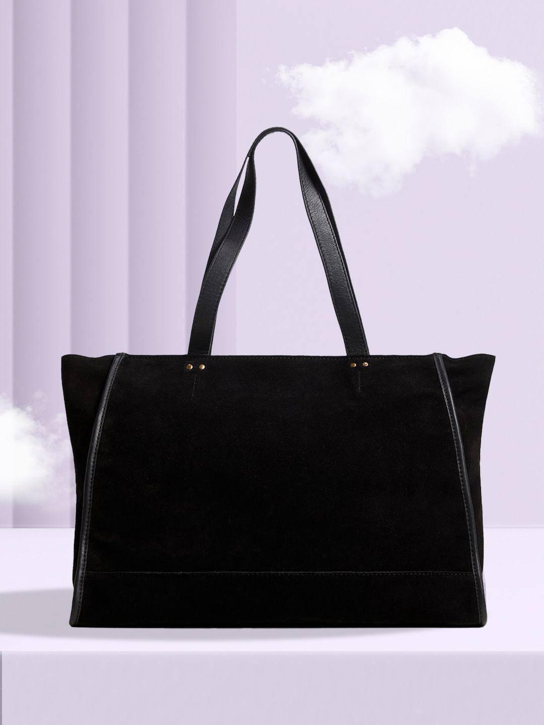 mango women black solid leather structured shoulder bag