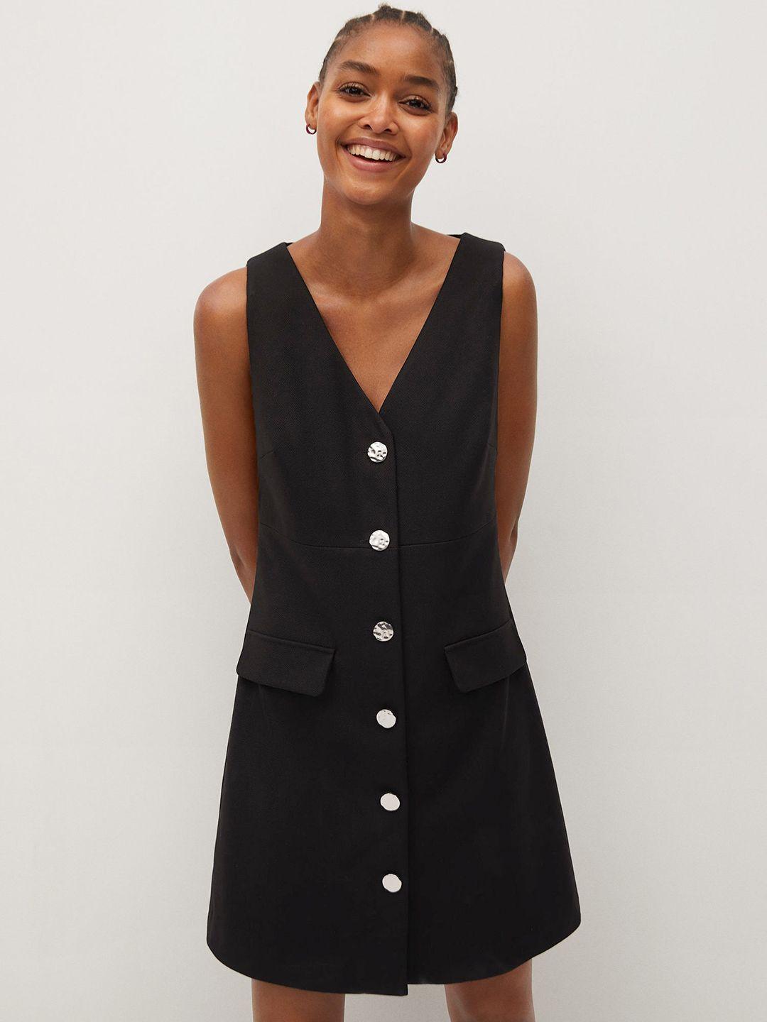mango women black solid sustainable a-line dress